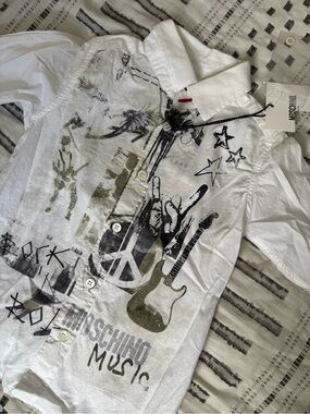 Moschino White Graphic Button-Down Shirt